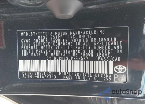 2018 Toyota Corolla Se from USA, damaged, VIN 5YFBURHE9JP749582